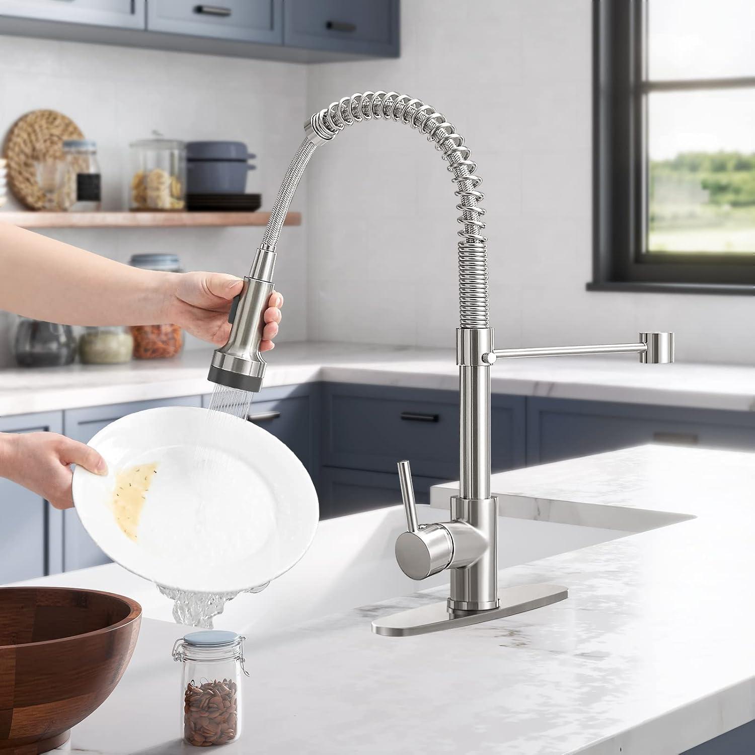 Brushed Nickel LED Pull-Out Spray Kitchen Faucet