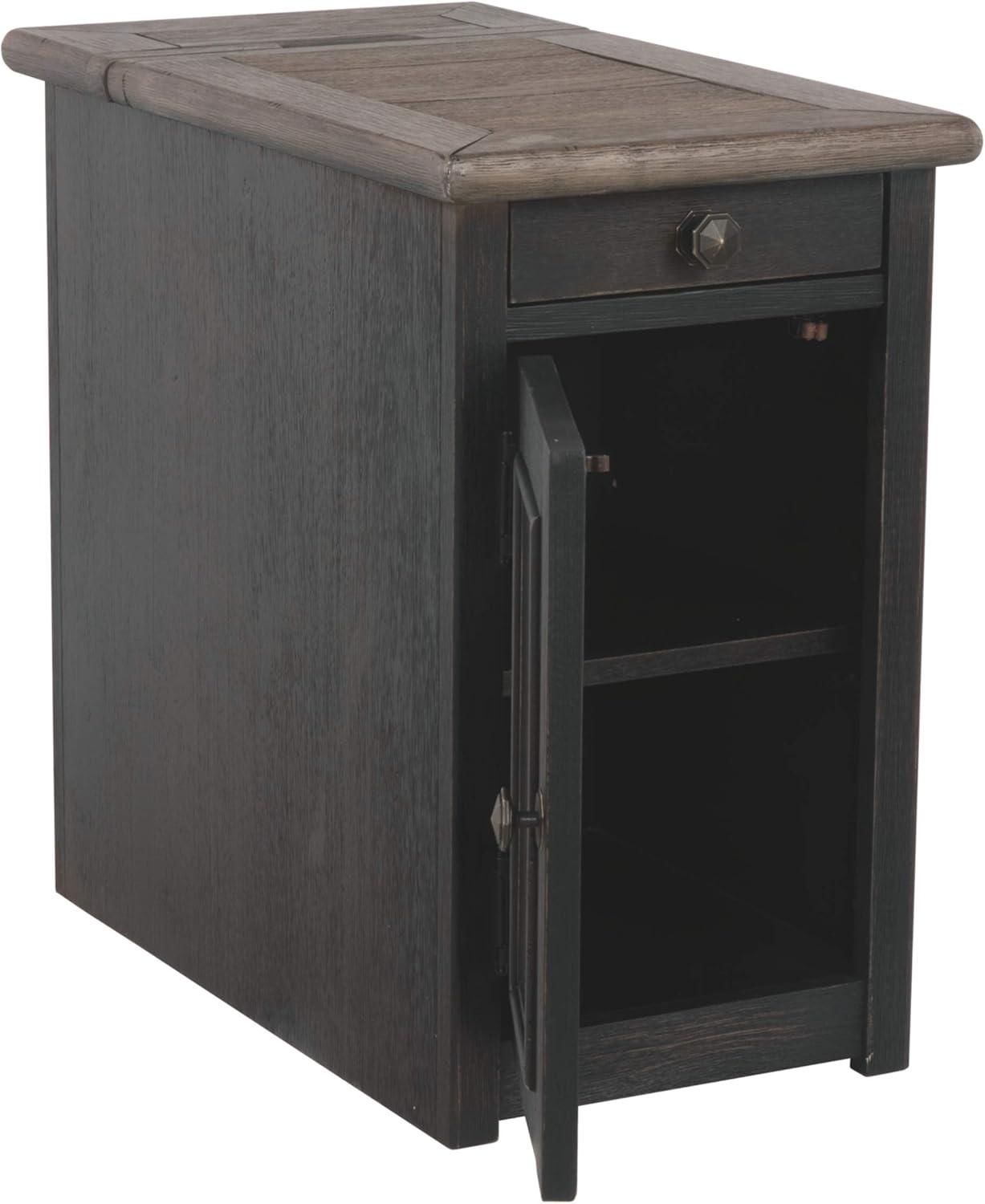 Tyler Creek Chairside End Table with USB Ports and Outlets Grayish Brown/Black - Signature Design by Ashley