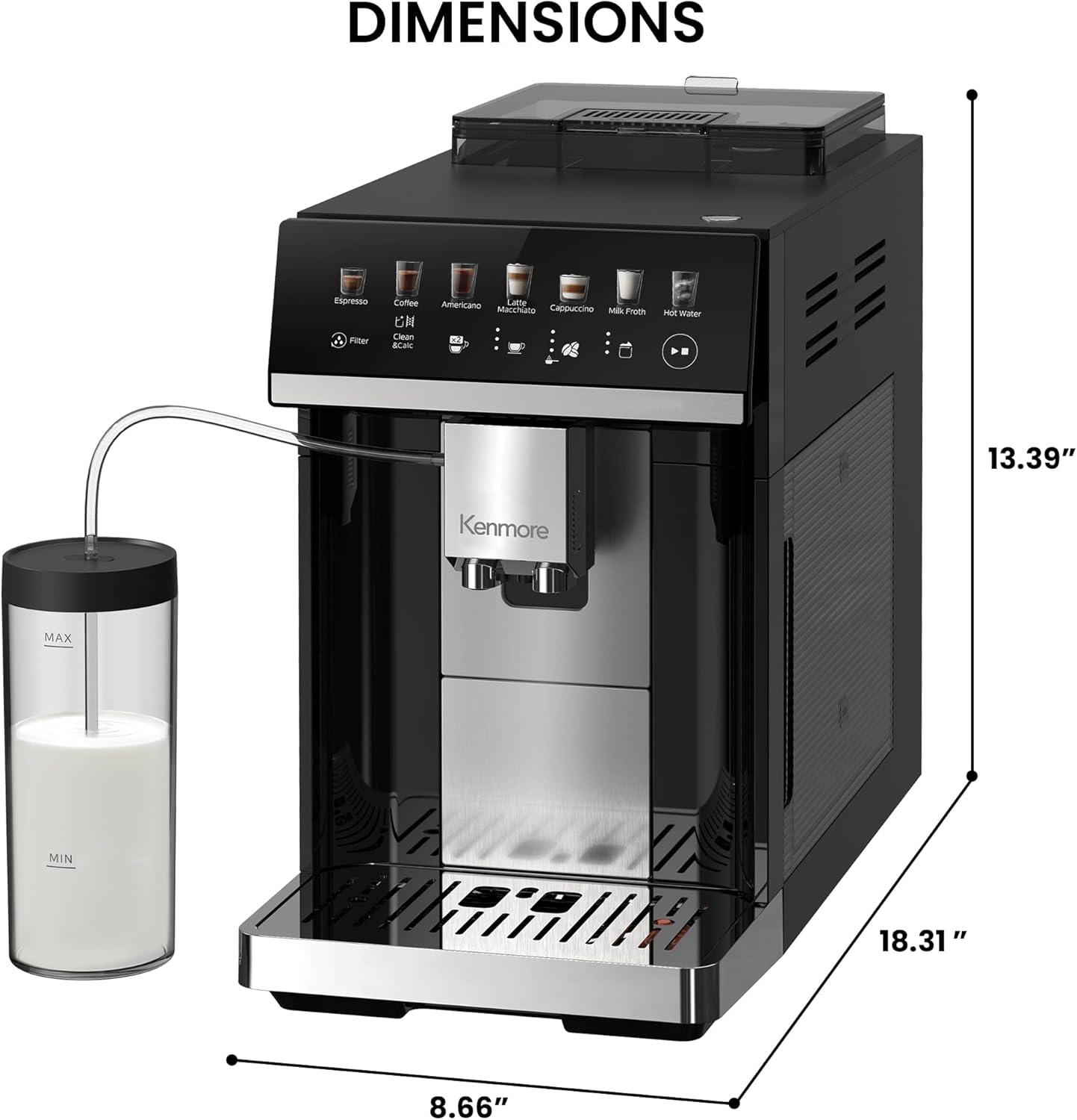 Kenmore Kenmore Super Automatic Espresso Machine with Dual Cream System Milk Frother & Grinder