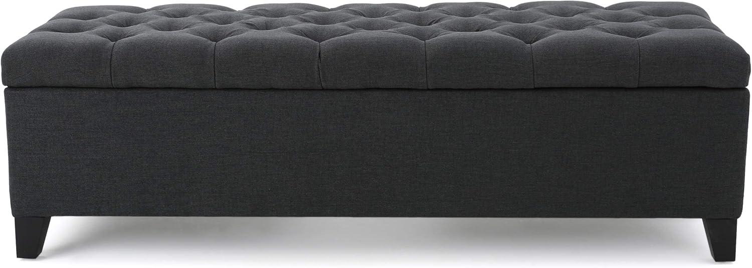 GDF Studio Charleston Contemporary Button Tufted Storage Ottoman Bench, Dark Gray Fabric