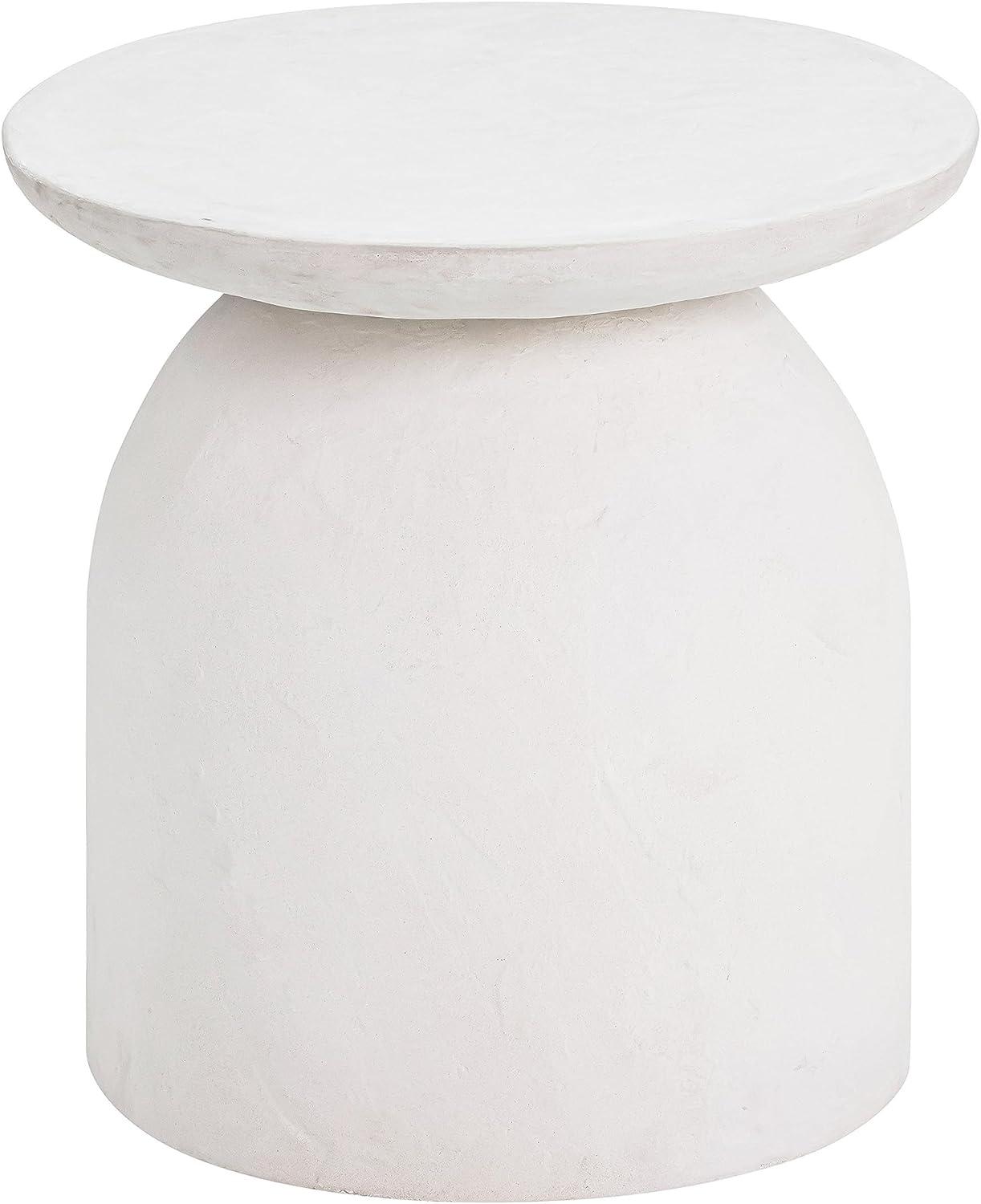 Aloe 20'' White Round Concrete Side Table