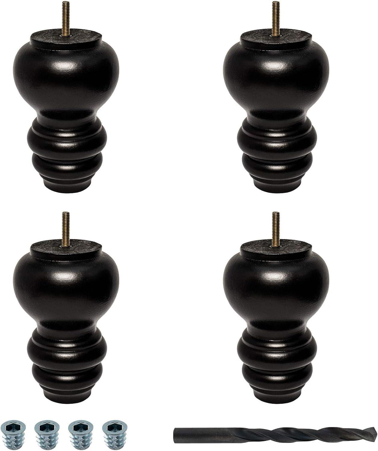 5 in x 4 in Stained Solid Hardwood Round Sofa Leg (Set of 4)