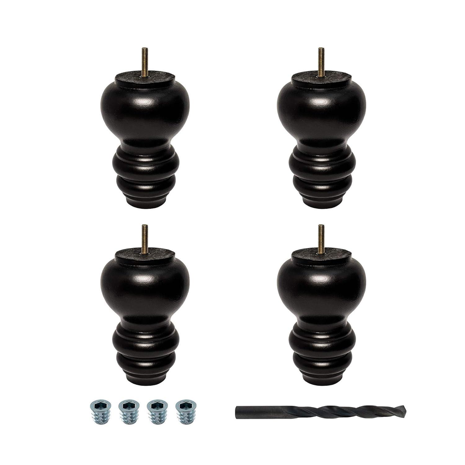 5 in x 4 in Stained Solid Hardwood Round Sofa Leg (Set of 4)