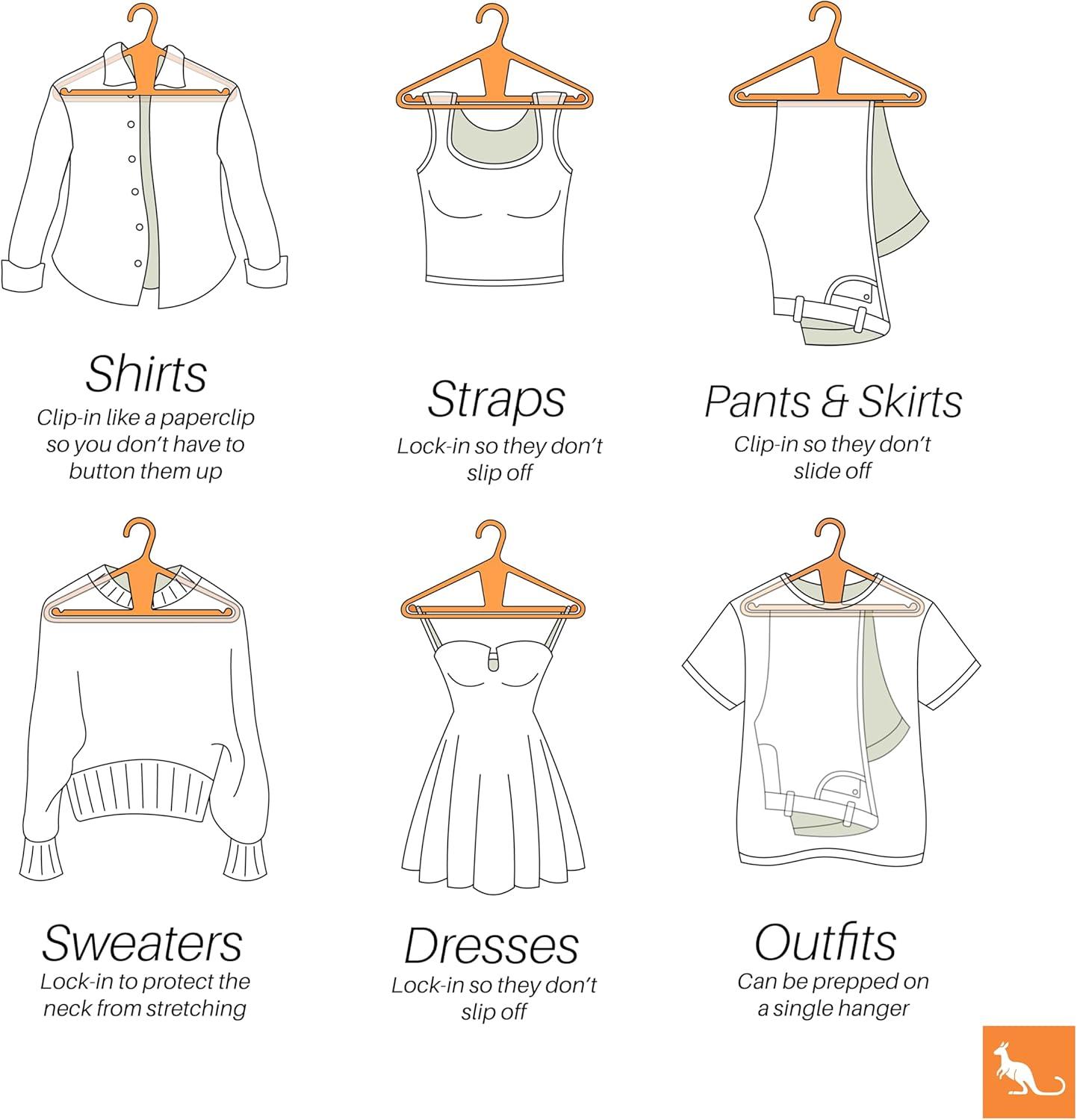 Kangaroo™ 100% Recycled High-Strength Clothing Hanger, Pants, Shirt, Jacket - Patented (Pinkity 30-Pack)