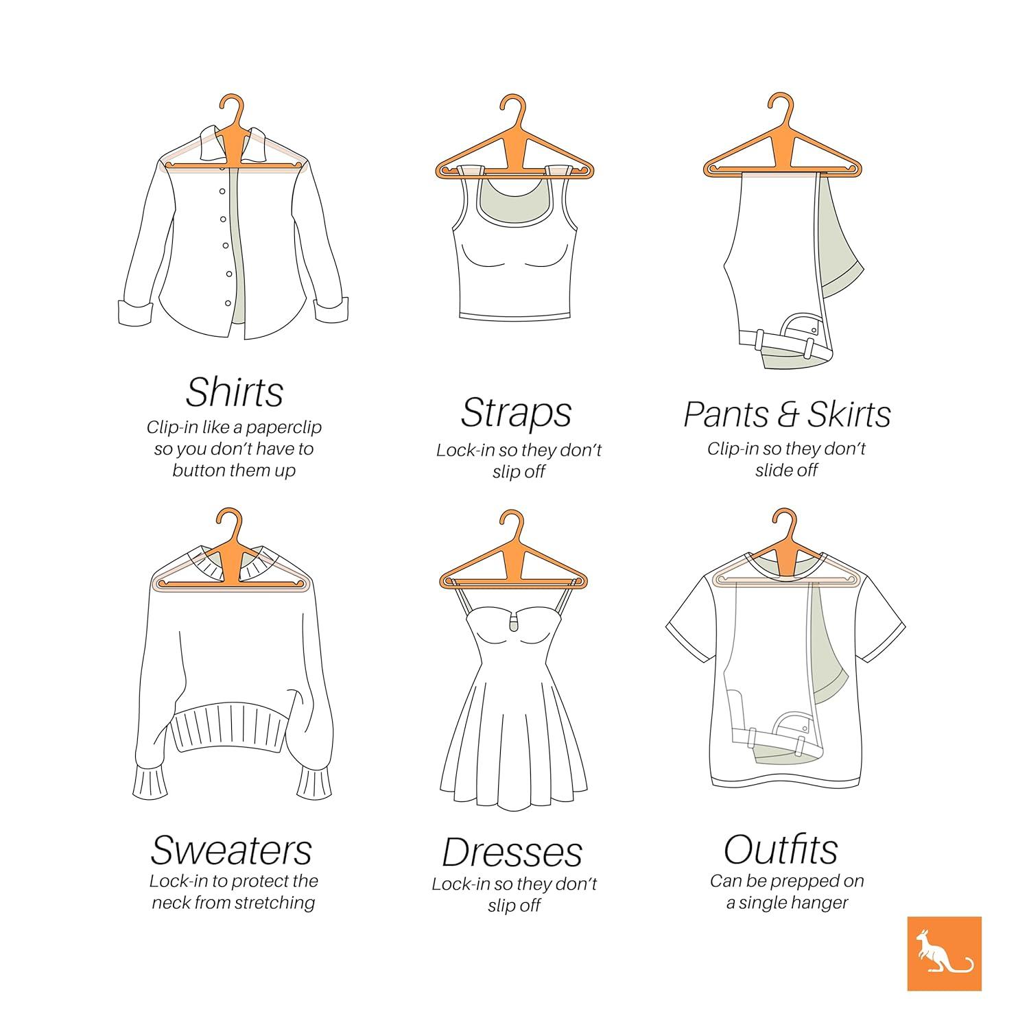 Kangaroo™ 100% Recycled High-Strength Clothing Hanger, Pants, Shirt, Jacket - Patented (Pinkity 30-Pack)