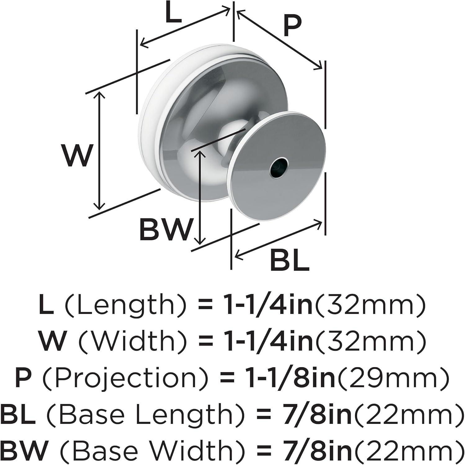 Polished Chrome Round Traditional Cabinet Knob with Mounting Hardware