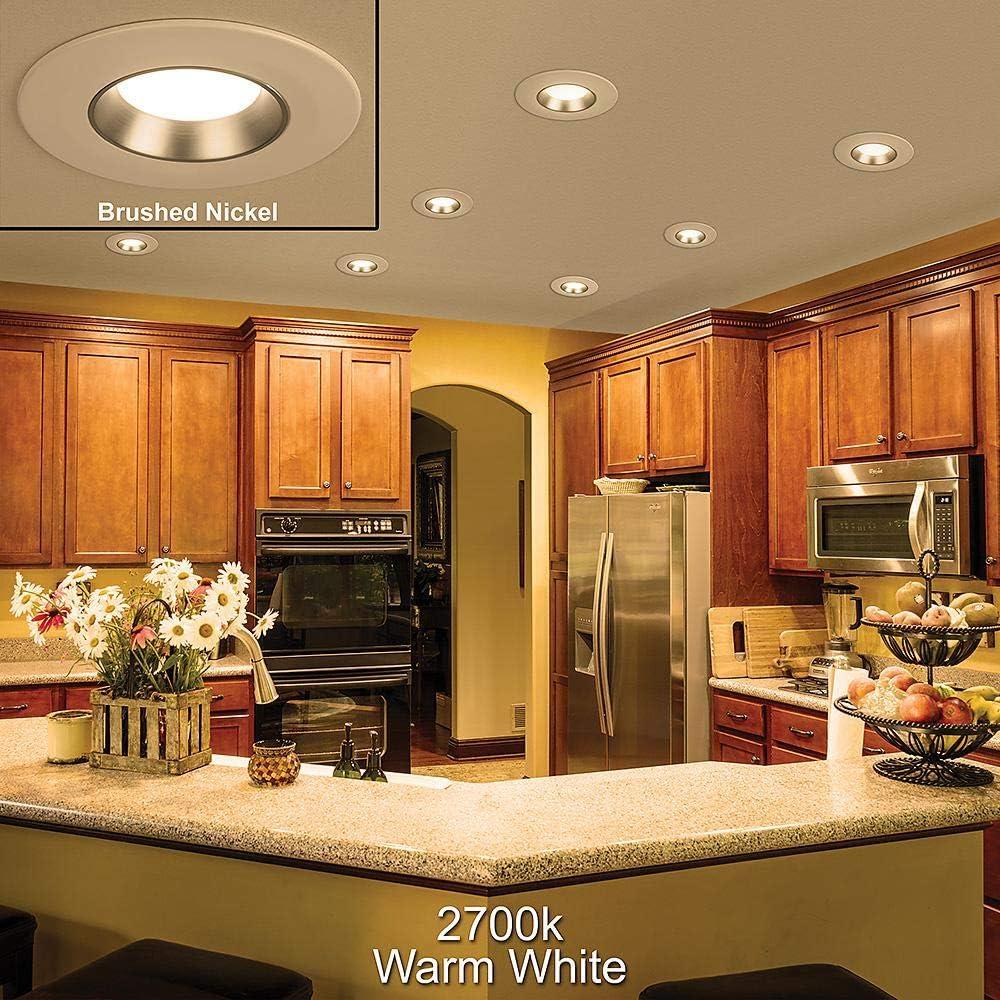 5"/6" White Brushed Nickel LED Recessed Downlight with Interchangeable Trims