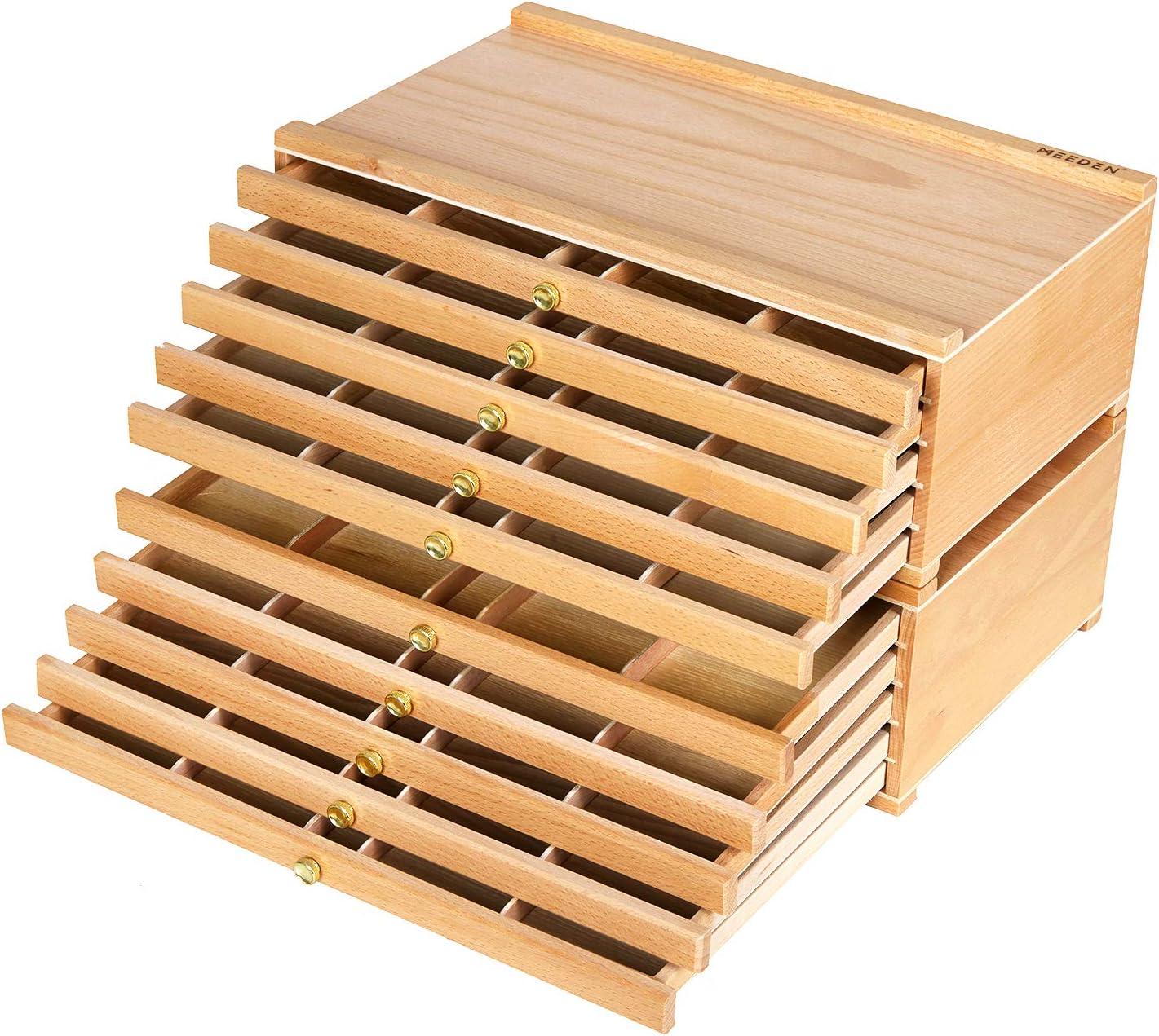 Large Beechwood 10-Drawer Art Supply Storage Box