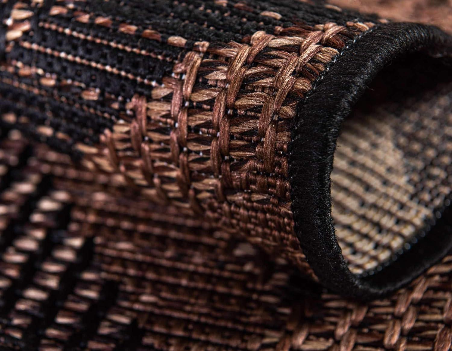 Unique Loom 2' 2 x 6' 0 Runner Brown Outdoor Modern Chevron Area Rug