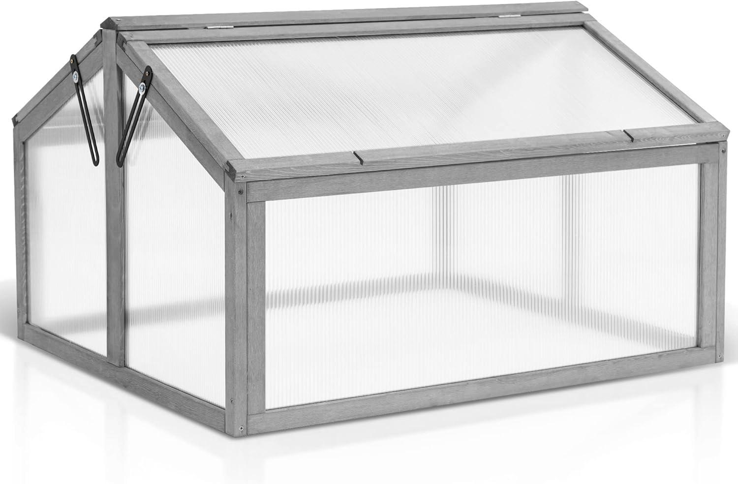 MCombo 35.4" W x 31.5" D Double Box Wooden Greenhouse Cold Frame