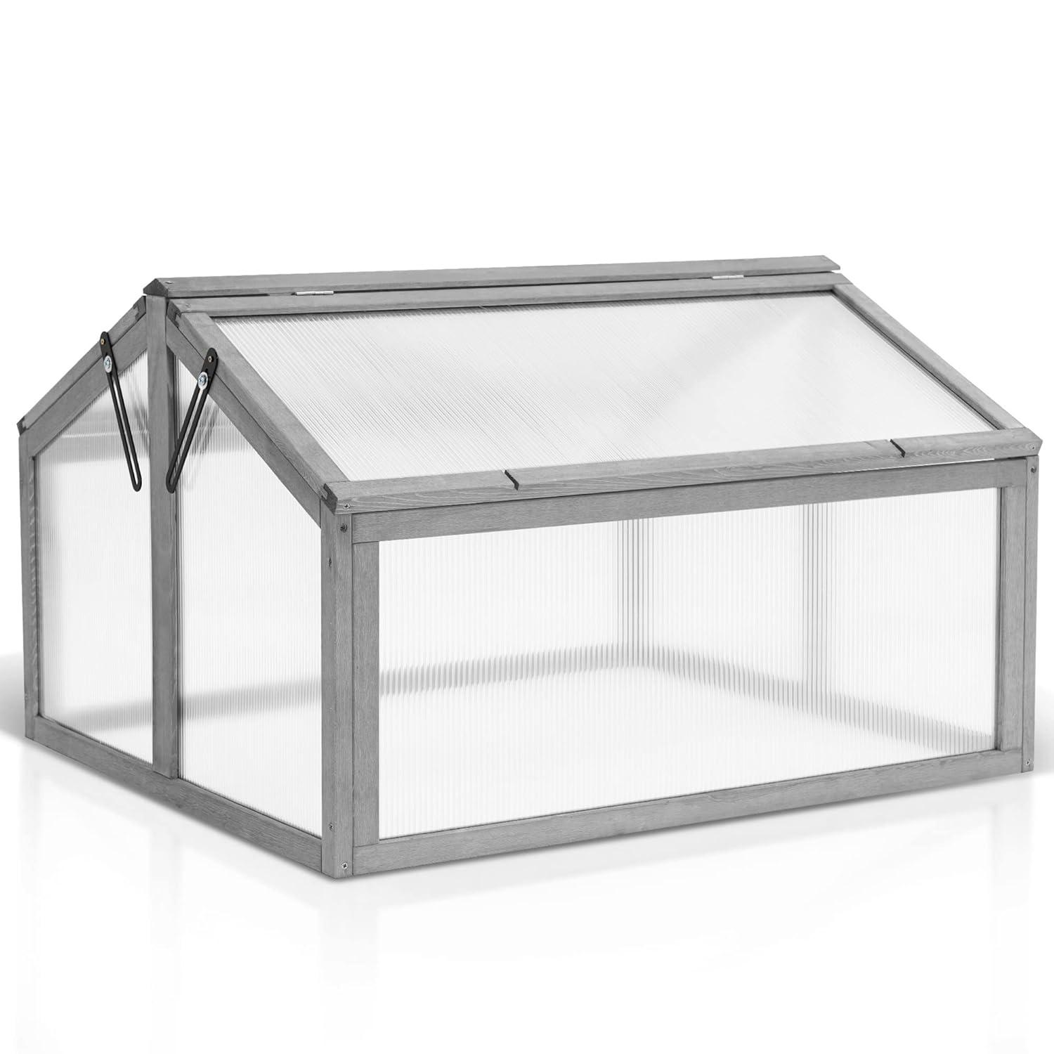 MCombo 35.4" W x 31.5" D Double Box Wooden Greenhouse Cold Frame