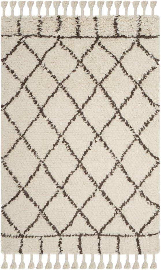 SAFAVIEH Casablanca Branson Aztec Shag Area Rug, Ivory/Brown, 6' x 9'