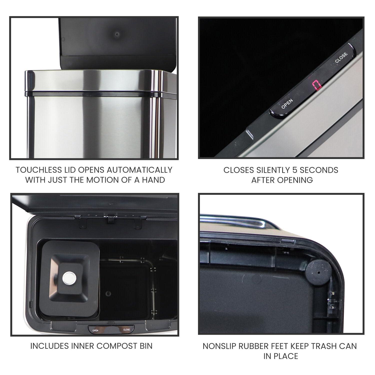 Hanover Plastic Motion Sensor Kitchen Trash Can - 16 Gallons