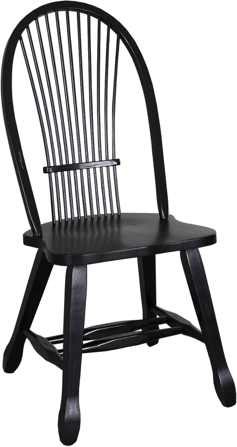 Rustic Oak 5-Piece Dining Set with Black Sheaf Back Chairs