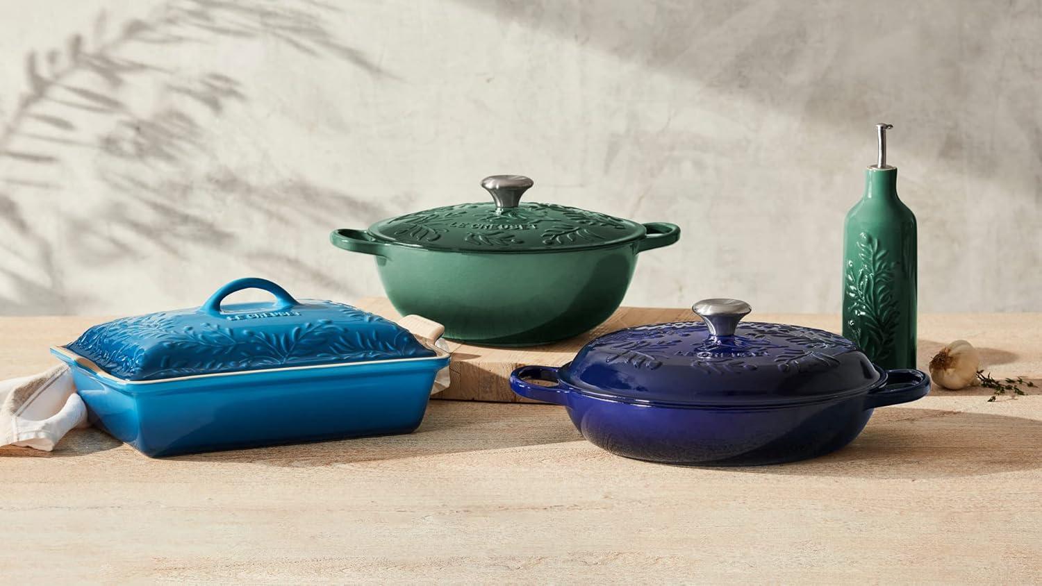 Le Creuset Signature Enameled Cast Iron Olive Branch Collection with Embossed Lid