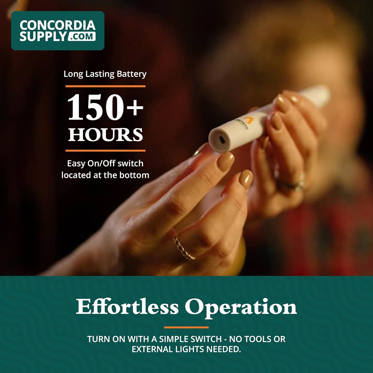 Concordia Supply SafeFlame LED Candlesticks - 6" (25-Pack) Handheld Battery Operated Candles w/Flickering Effect - Perfect for Church Services, Candlelight Vigils, and Special Events - (Amber)