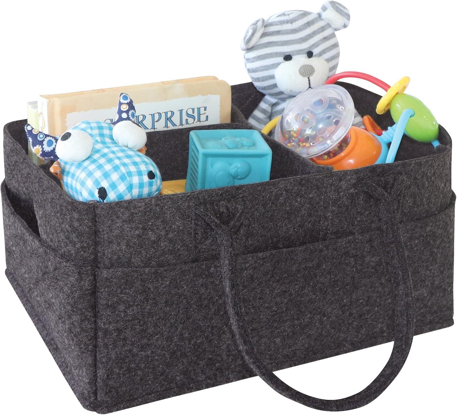 Sammy & Lou Felt Baby Nursery Diaper Storage Caddy, Black