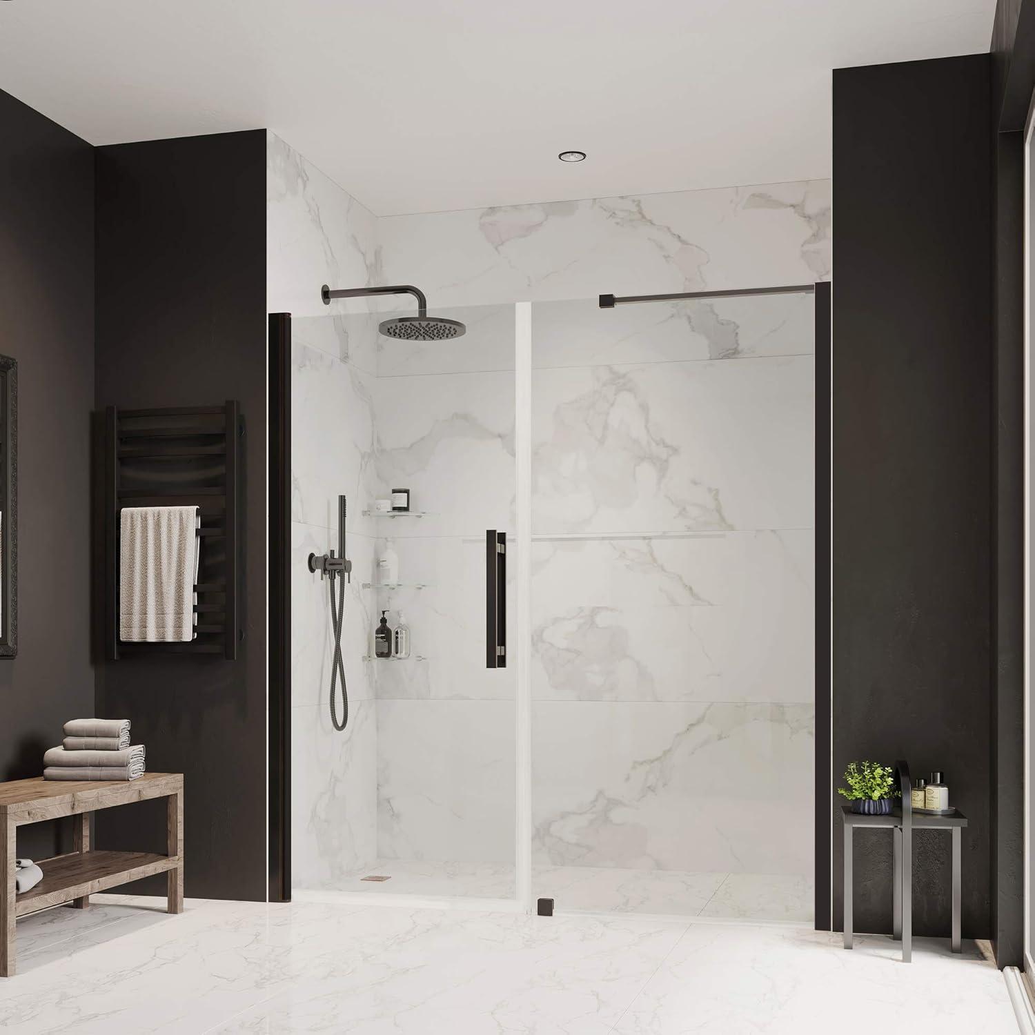 Endless Pasadena 62" W x 72" H Alcove Frameless Shower Kit, Door, Panel, Shelves