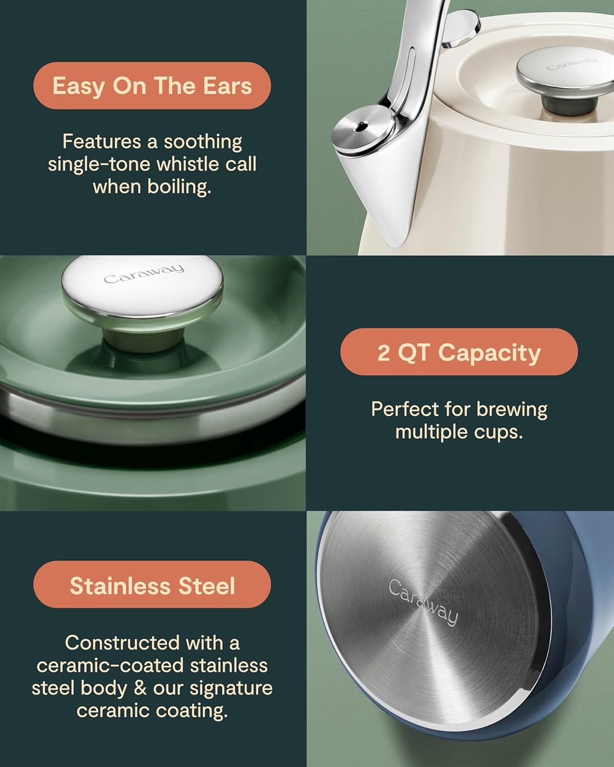 Caraway ® Grey Stovetop Whistling Tea Kettle