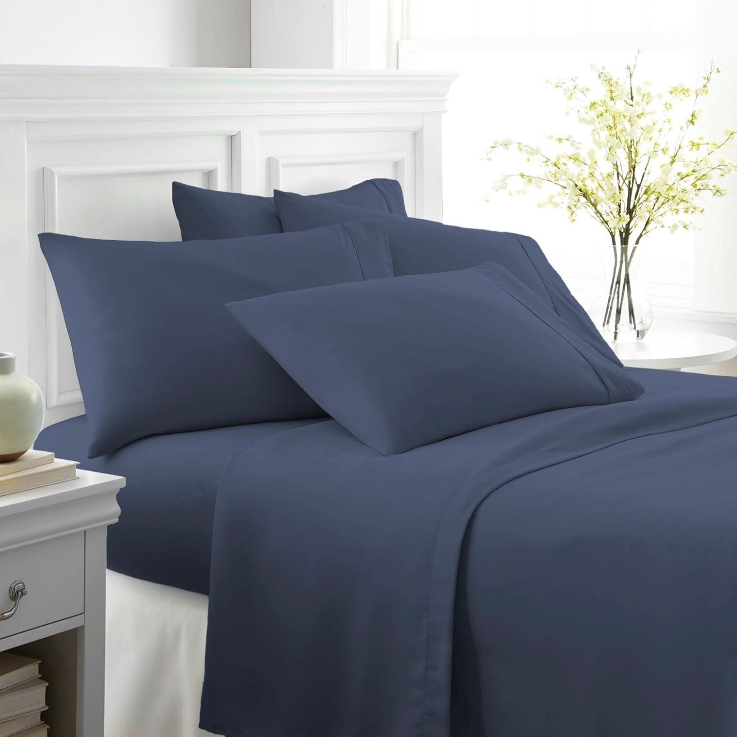 Navy Queen Ultra Soft Deep Pocket 6-Piece Sheet Set