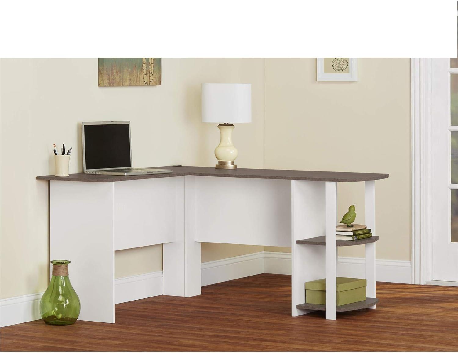 Ameriwood Home Dominic L Desk with Bookshelves, White