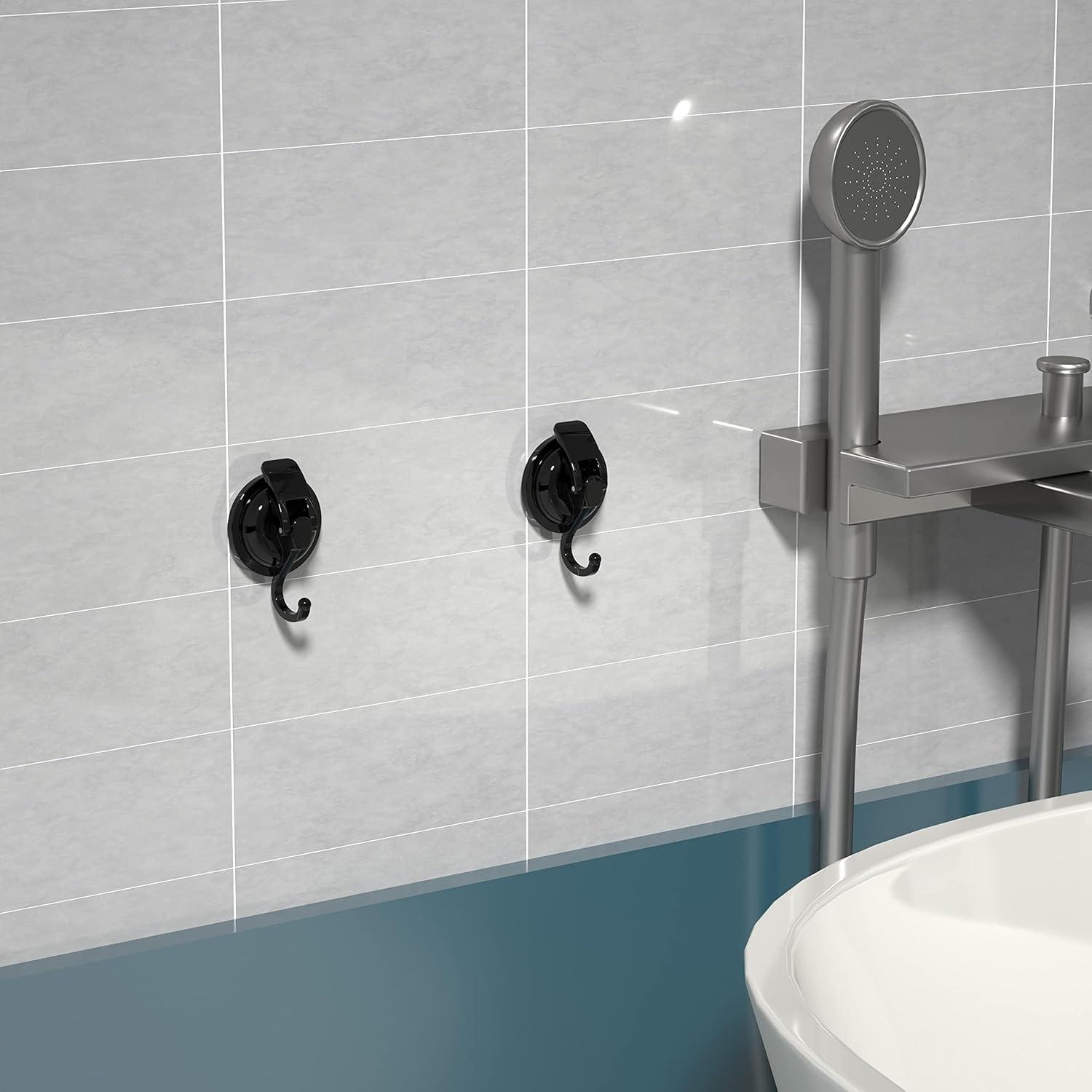 Yapicoco Shower hooks for inside shower loofah, 2 Pack Bathroom Vacuum Suction cup hooks for shower wall, heavy duty Hooks for hanging, Reusable wall hooks for Kitchen Restroom Towel Robe Coat Wreath