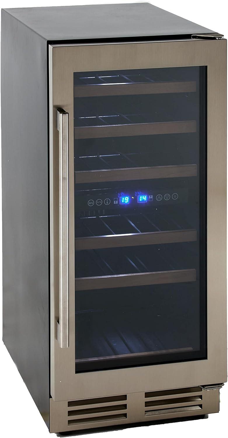 Black Stainless Steel Dual Zone Wine Cooler with LED Lighting