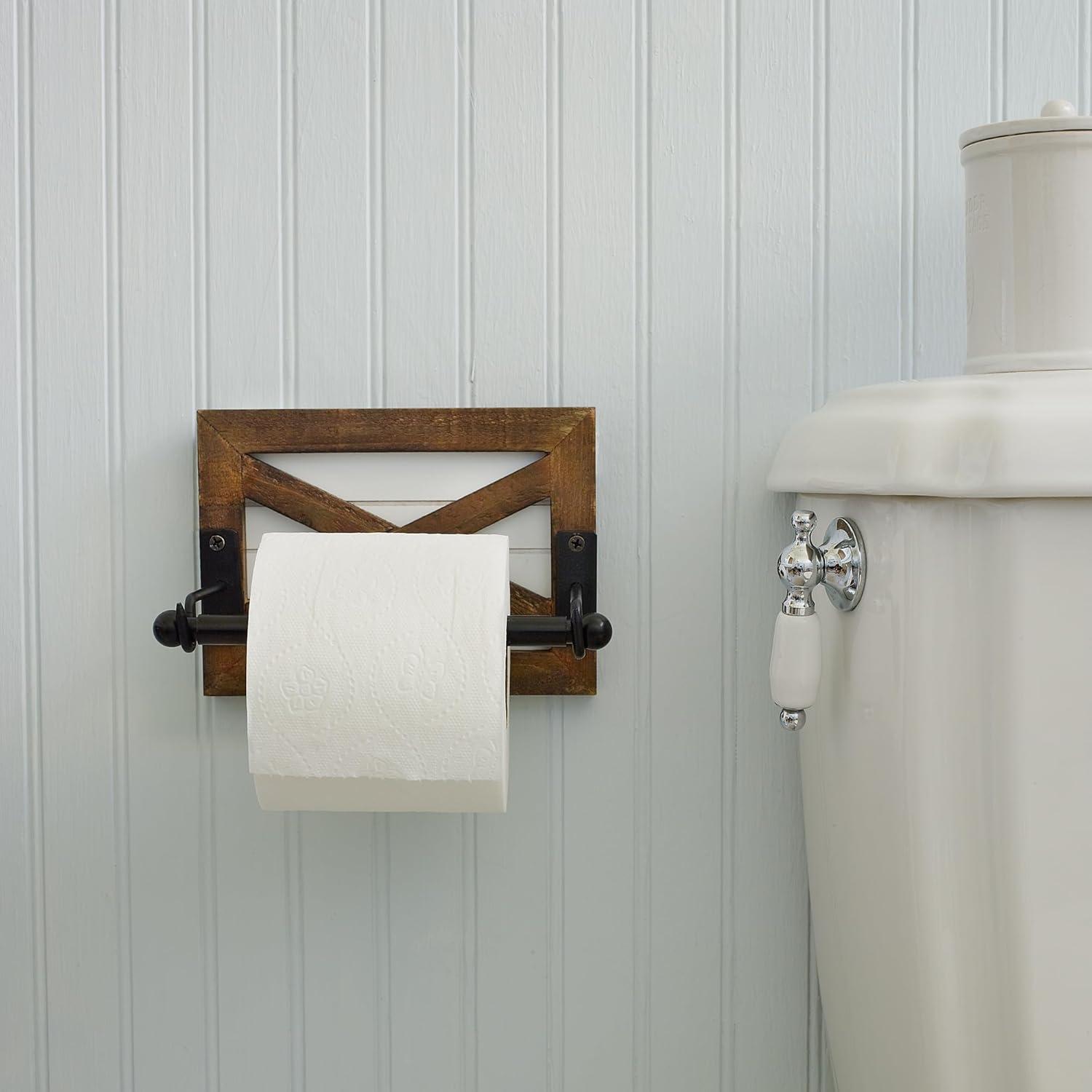 Wall Mount Farmhouse Toilet Paper Holder - Shiplap Accent