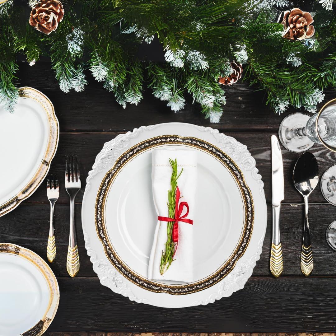 DIY Wedding Koyal Wholesale Vintage Charger Plate, White (Pack of 4)