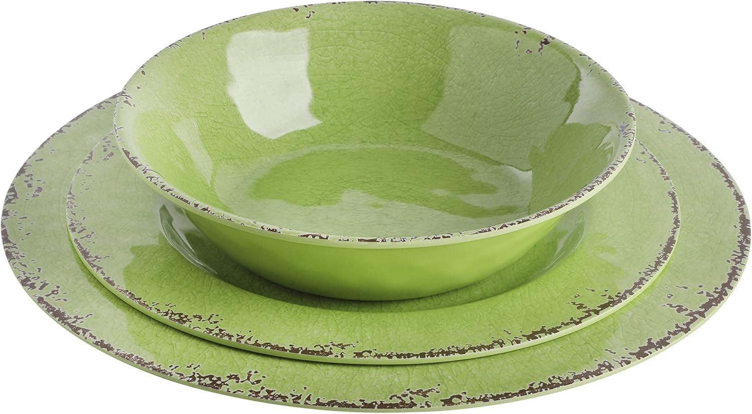 Laurie Gates By Gibson Mauna 12 Piece Green Melamine Dinnerware Set