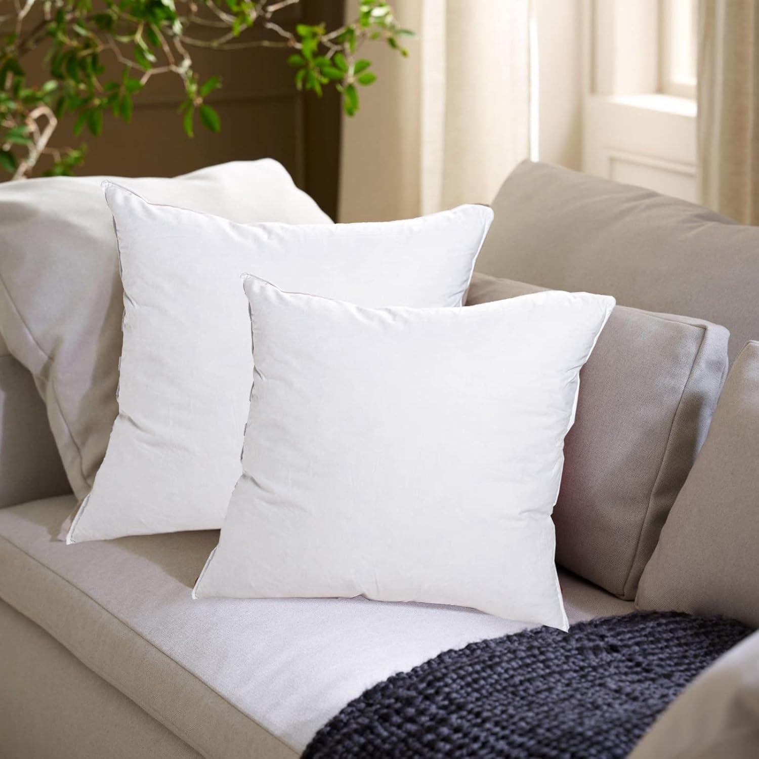 26x26 White Cotton Blend Throw Pillow Inserts, 2-Pack