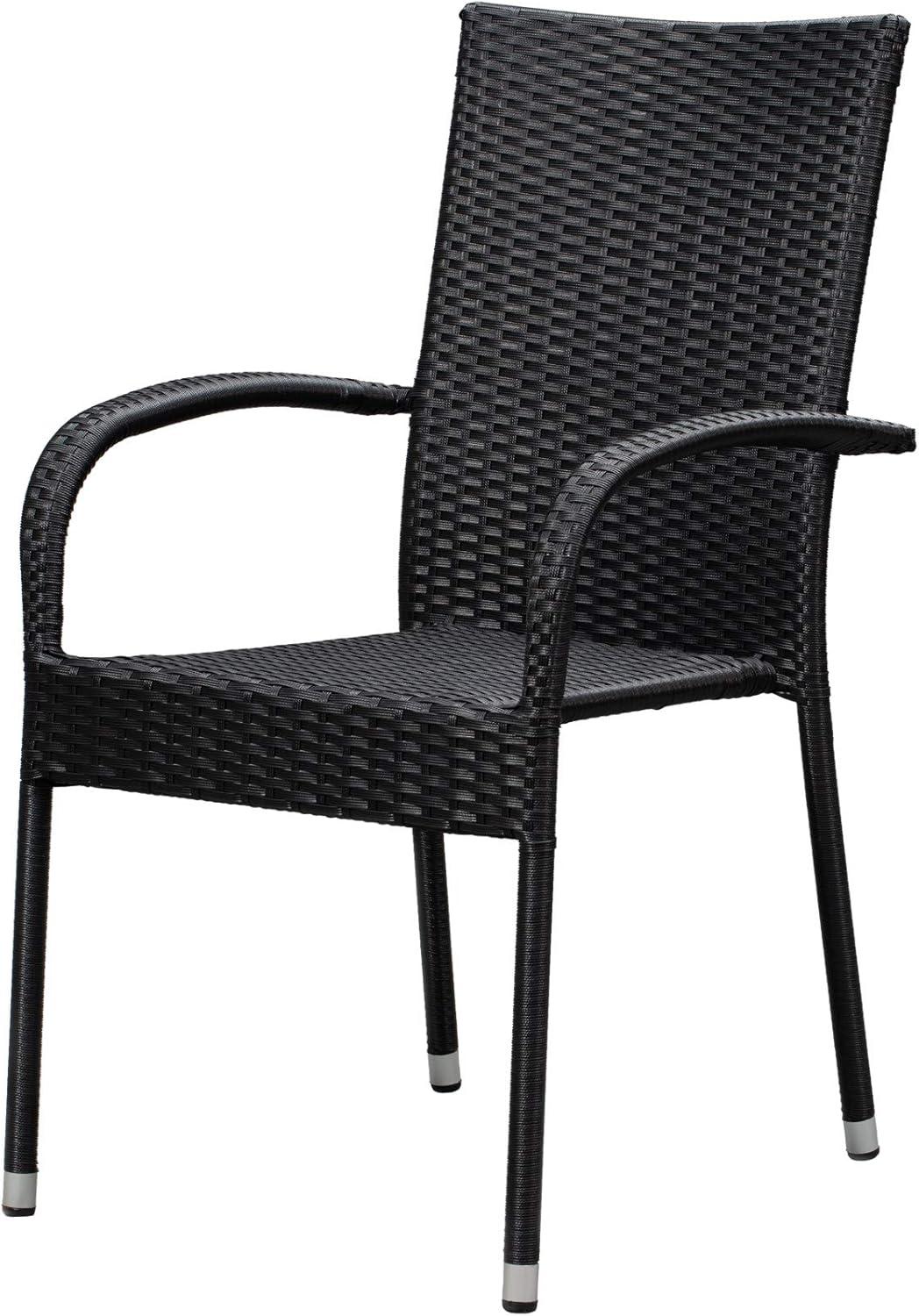 Balkene Home Morgan Outdoor Wicker Chair - Set of 4 - Black