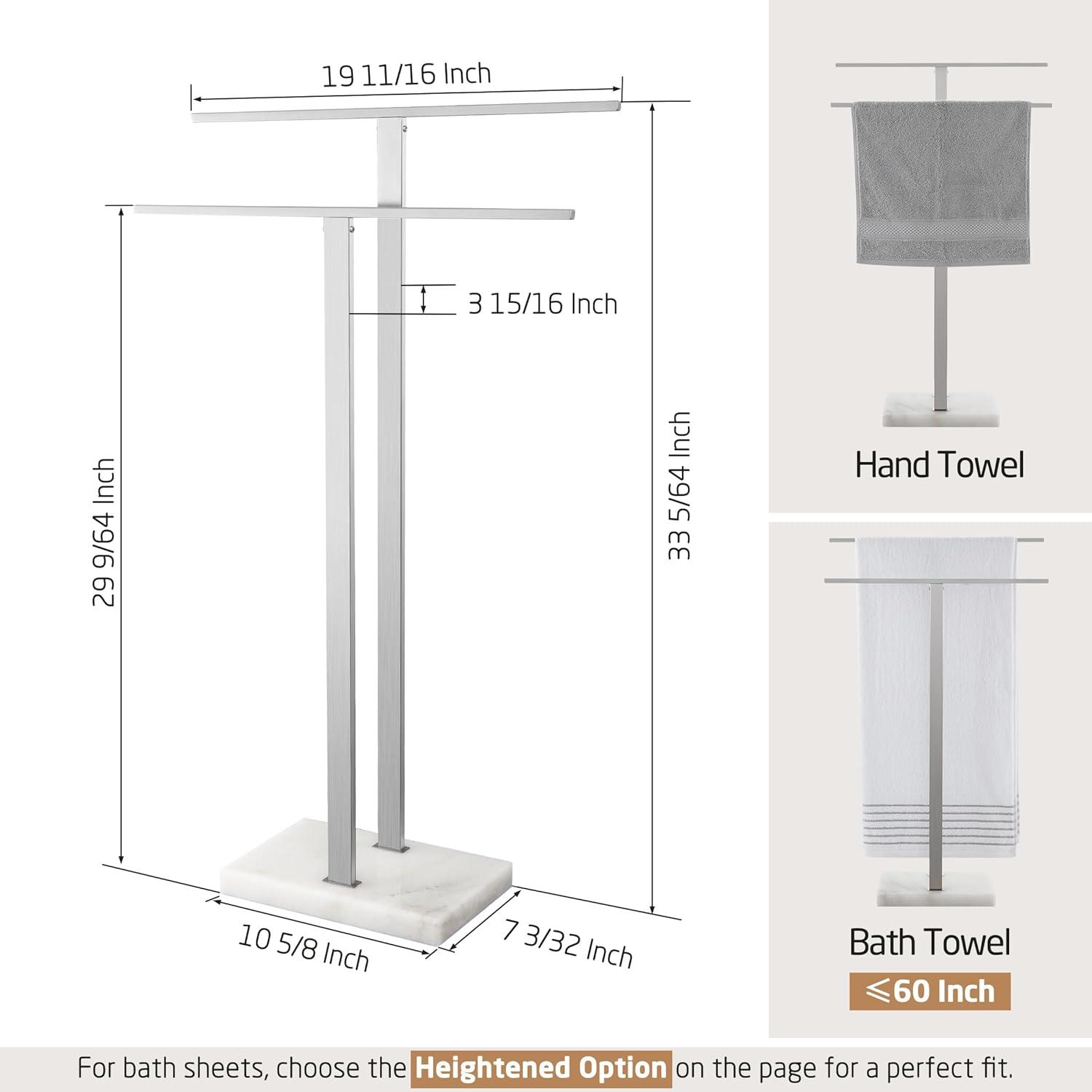 KES Brushed Stainless Steel 2-Tier Towel Rack with Marble Base