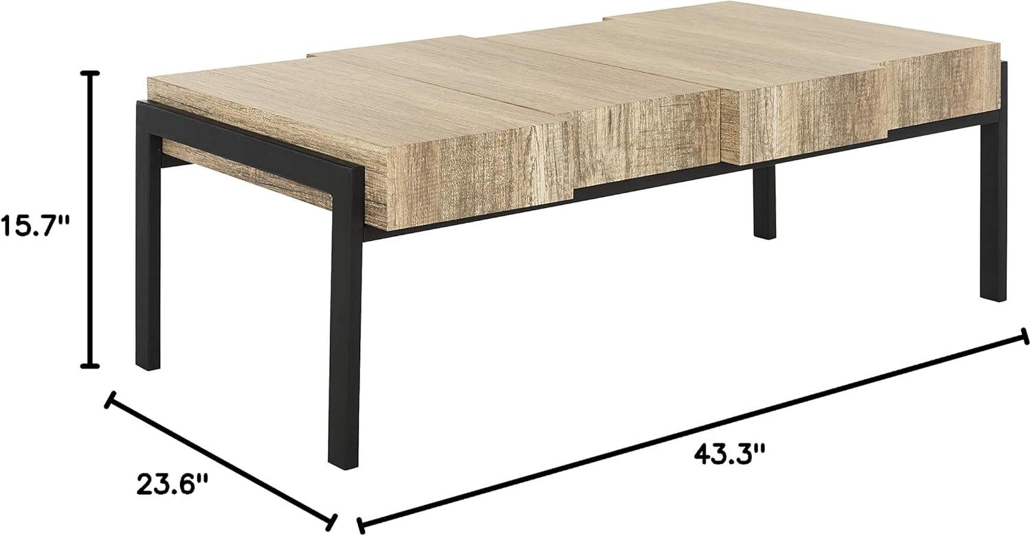 Alexander Coffee Table - Multi Brown/Black Metal Legs - Safavieh