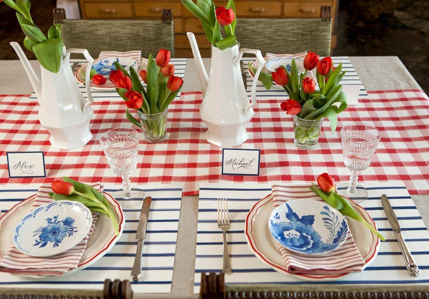 Red and White Buffalo Check Paper Table Runner