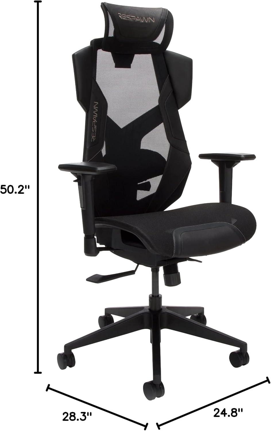 Respawn RESPAWN FLEXX Mesh Gaming Chair With Lumbar Support, Ergonomic Gaming Chair with Recline/Tilt Tension Controls, Adjustable Arms, 300lb Max Weight With Wheels for Computer/Desk/Office
