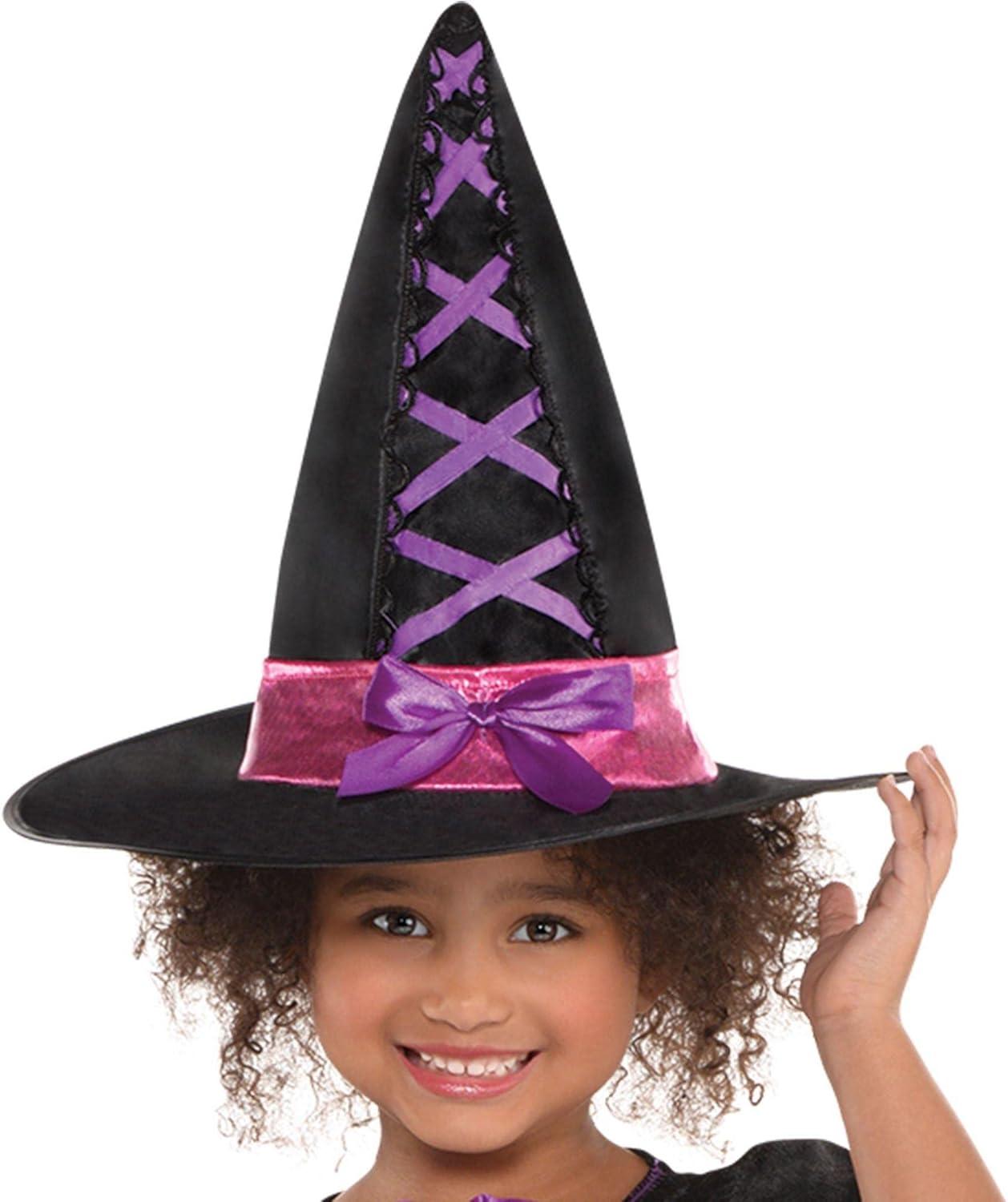 Amscan Light Up Sparkle Witch Girl's Halloween Fancy-Dress Costume with Wand including Hat, M (8-10)
