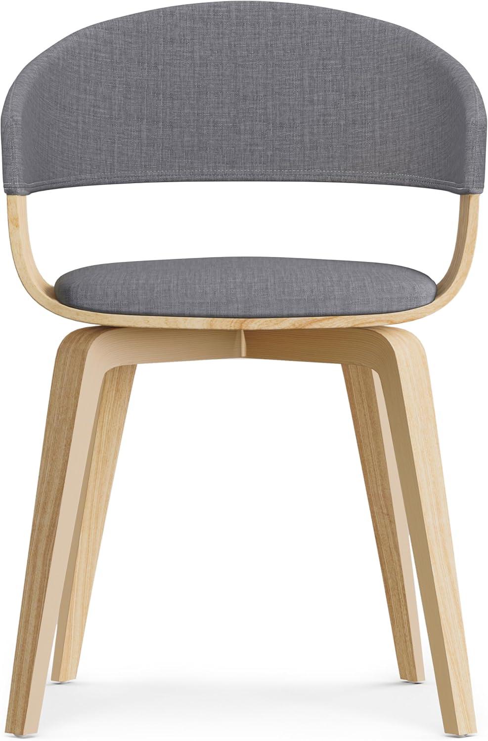 Lowell Bentwood Upholstered Dining Chair with Curved Backrest in Mid-Century Modern Style
