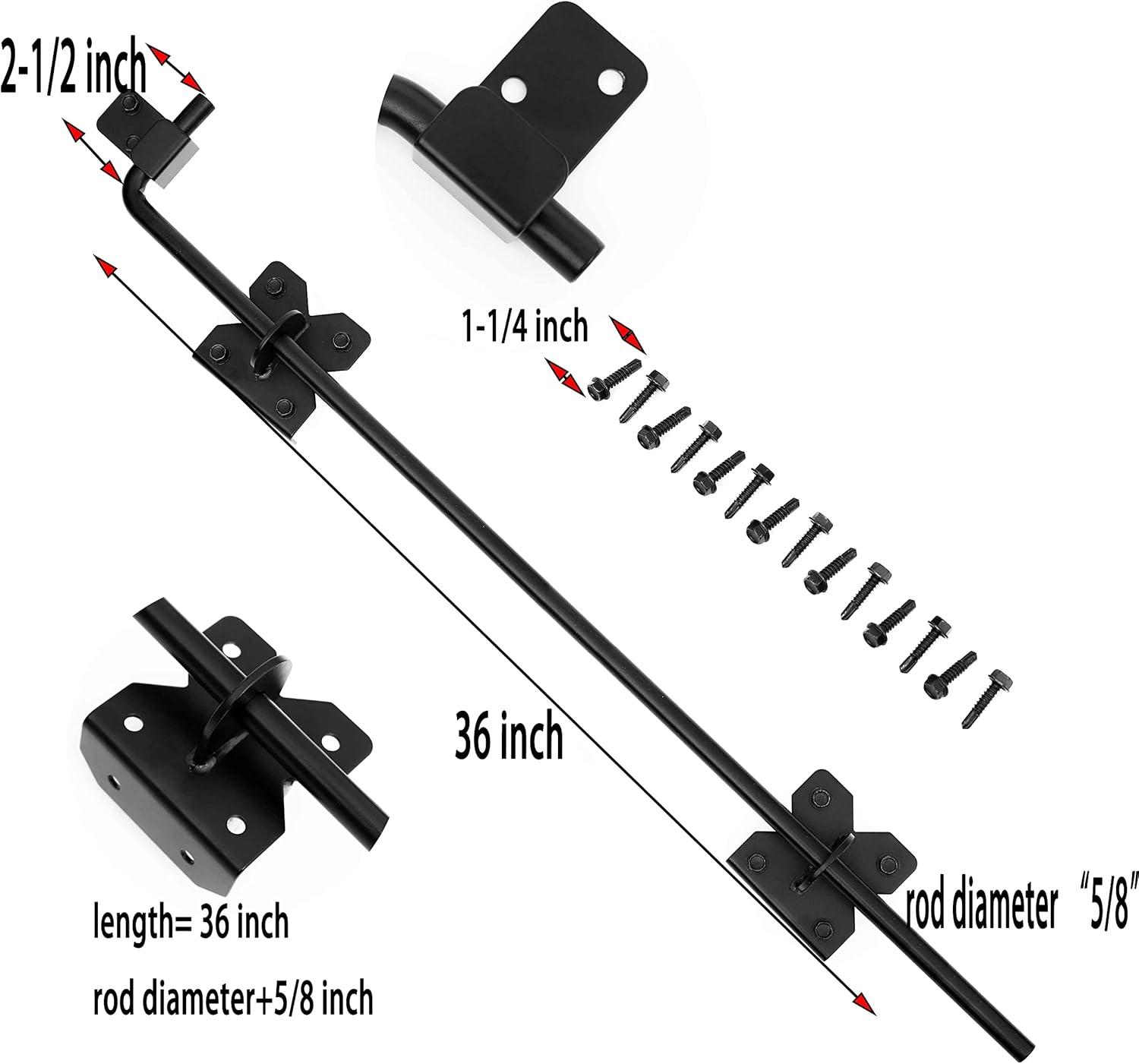 Cane Bolt Drop Rod Gate Drop Pin 36in Heavy Duty Steel-2 Pack