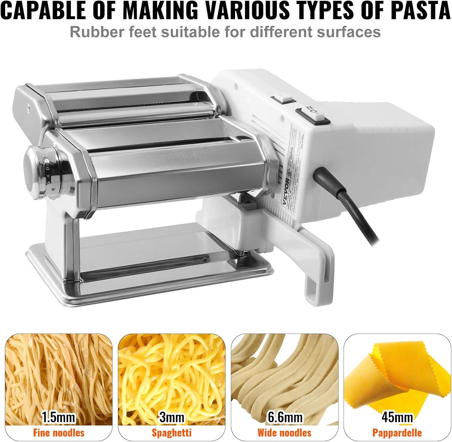 Electric Pasta Maker Machine, 9 Adjustable Thickness Settings Noodles Maker, Stainless Steel Noodle Rollers and Cutter, Pasta Making Kitchen Tool Kit, Perfect for Spaghetti, Fettuccini, Lasagna