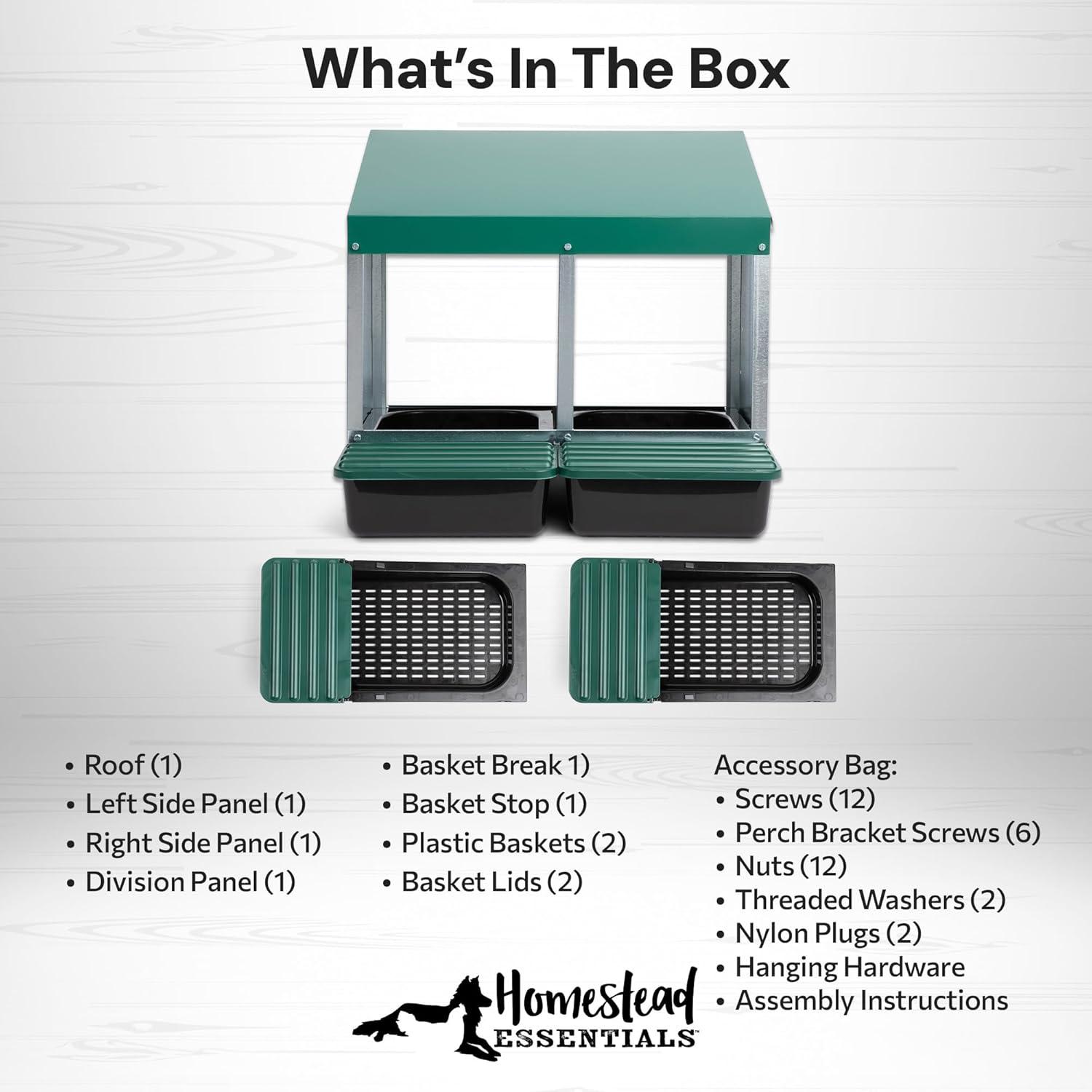 Compact Style 3 Compartment, Forward Rollout & Rollaway, Hen & Chicken Nesting Box with Protective Egg Laying Collection Lids