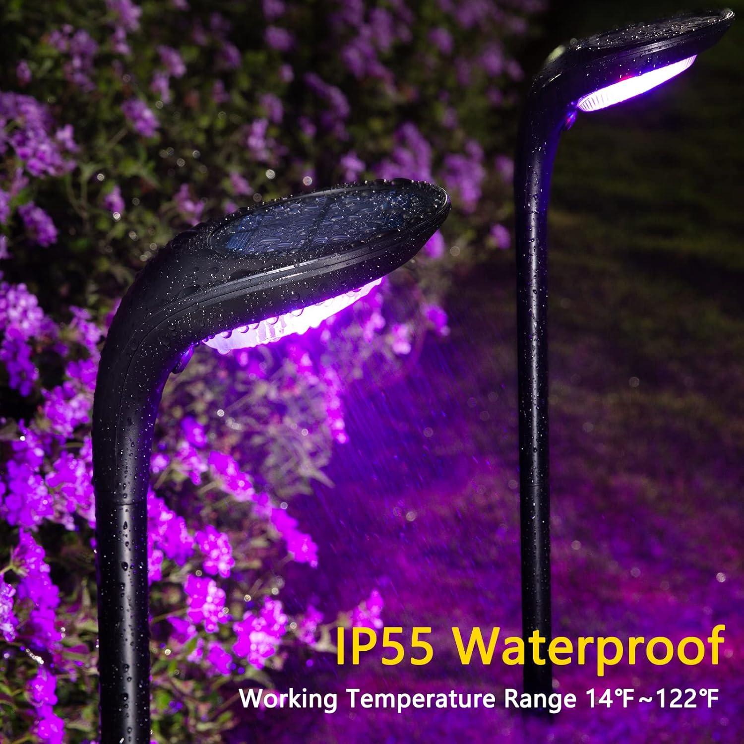 Color Changing LED Solar Pathway Lights with Dusk to Dawn Sensor, 4 Pack