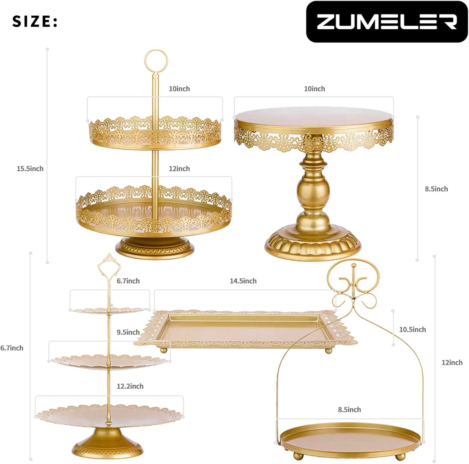 Gold Lacquered 5-Piece Metal Cake Stand Set