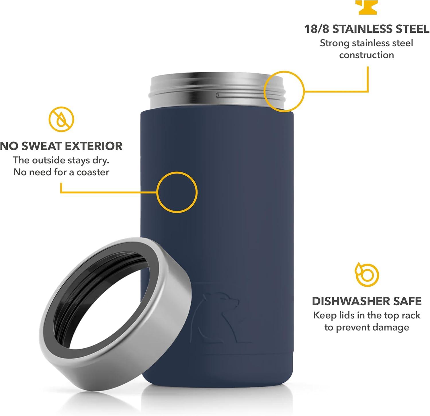 RTIC 16 oz Stainless Steel Insulated Craft Can Cooler, Navy