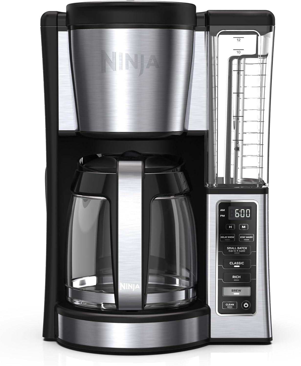 Ninja® 12-Cup Programmable Coffee Brewer, 2 Brew Styles, Adjustable Warm Plate, 60oz Water Reservoir, Delay Brew - Black/Stainless Steel