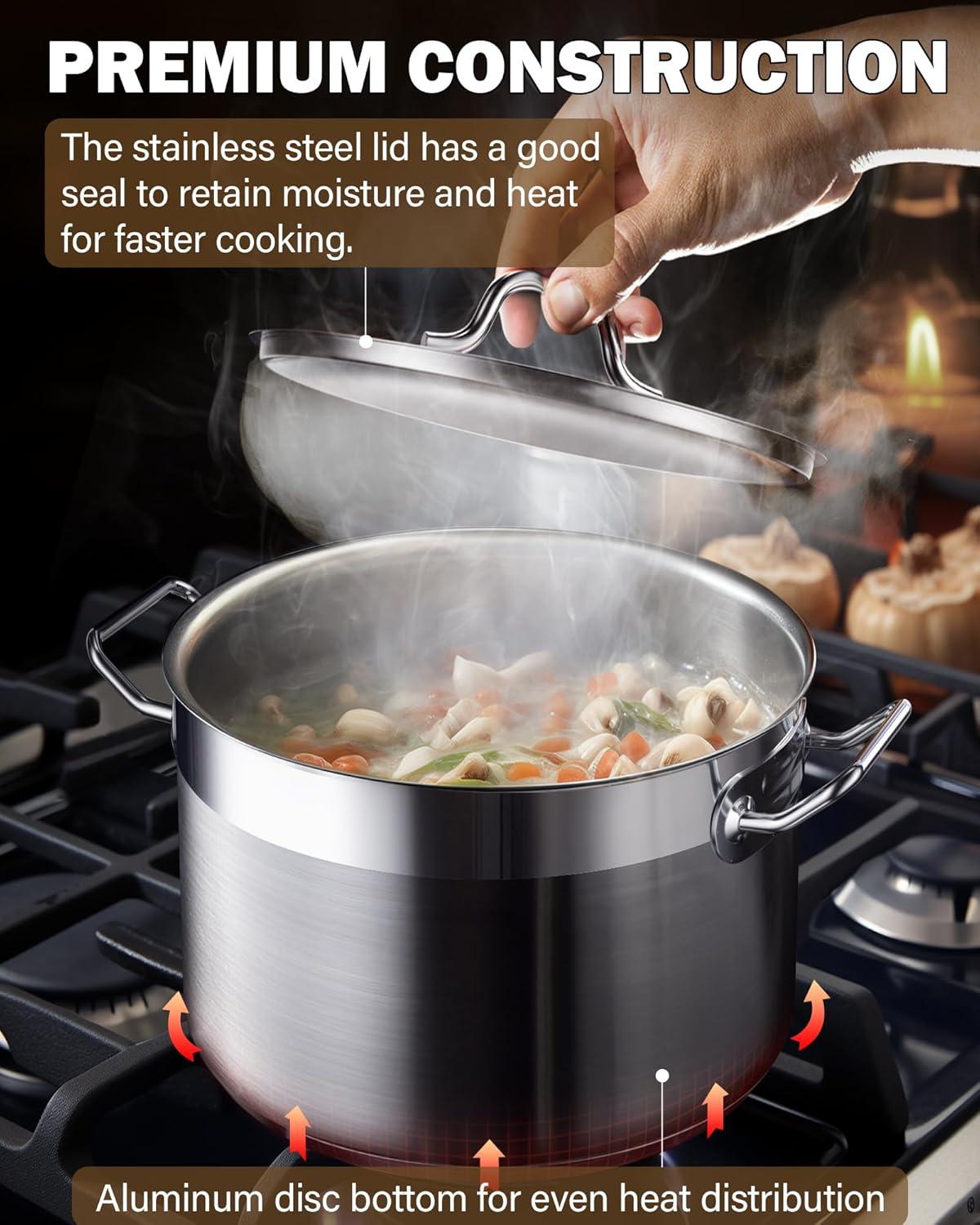 8 Quart Stainless Steel Stock Pot with Lid