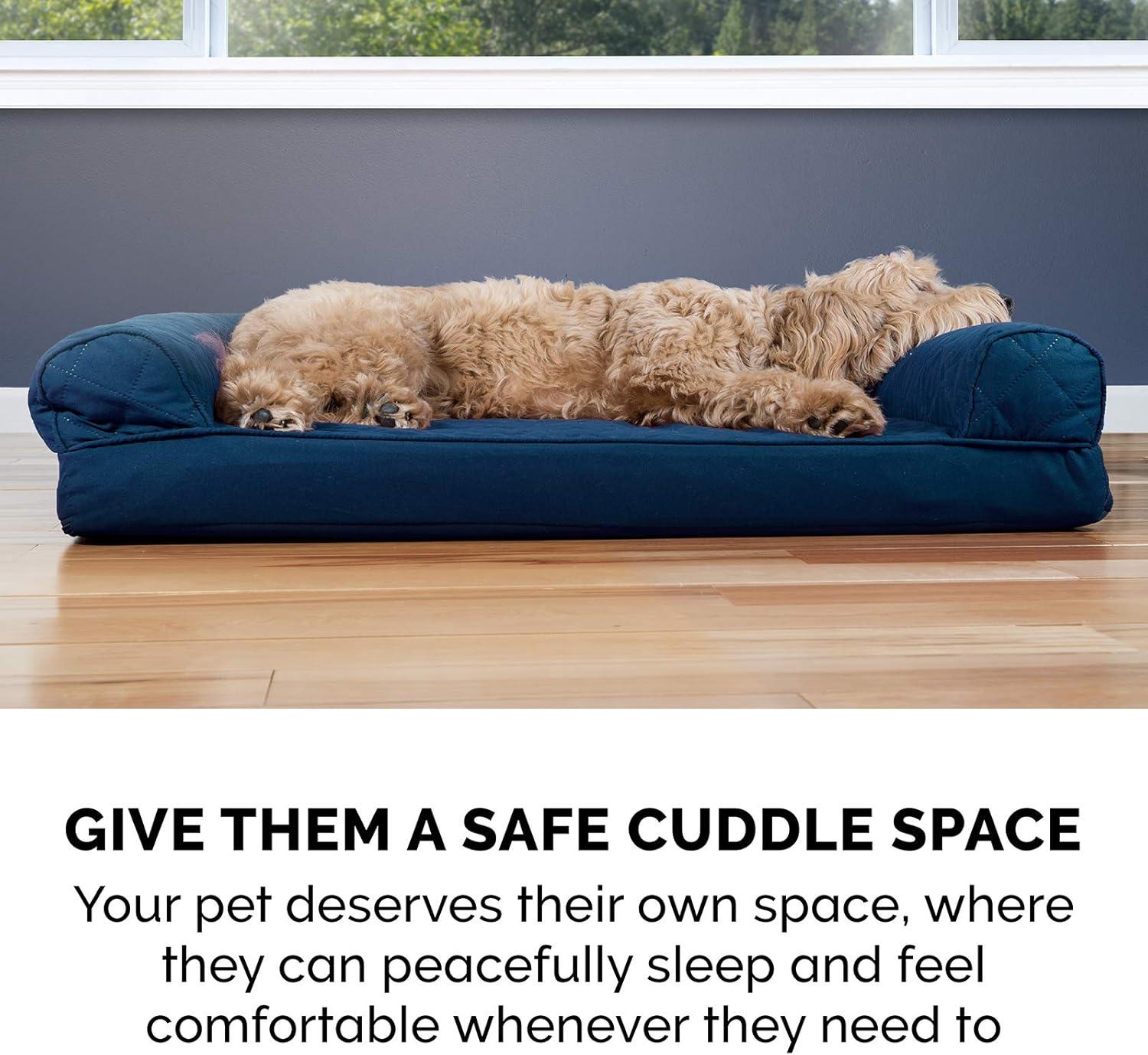 FurHaven Quilted Orthopedic Bolster Sofa Pet Bed