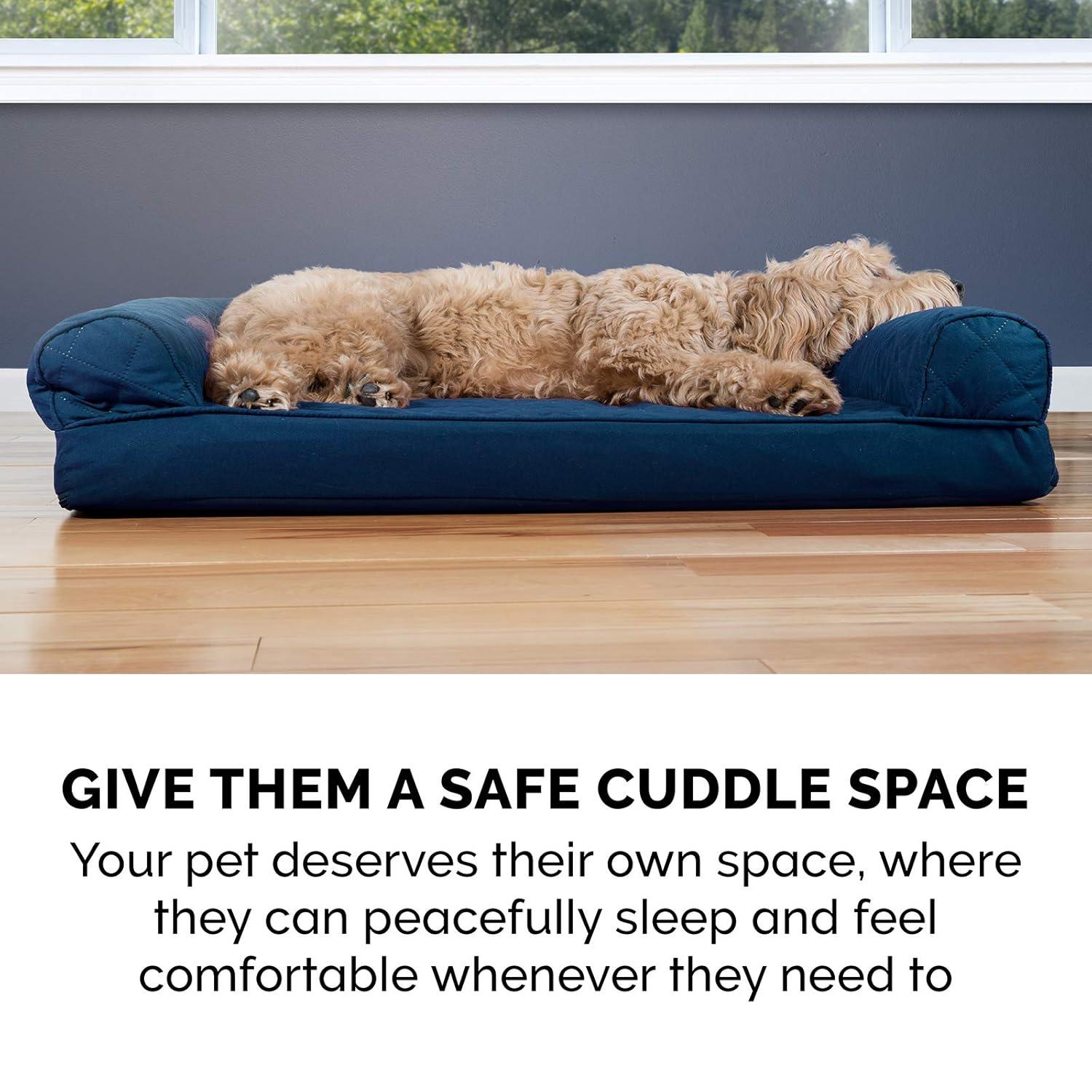 FurHaven Quilted Orthopedic Bolster Sofa Pet Bed