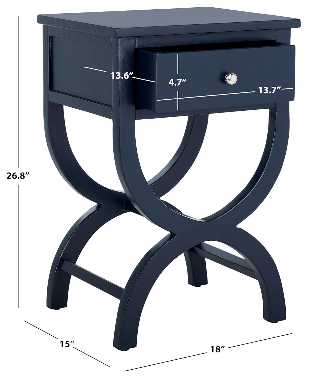 Maxine Accent Table With Storage Drawer - AMH6608G - Navy - Safavieh Couture