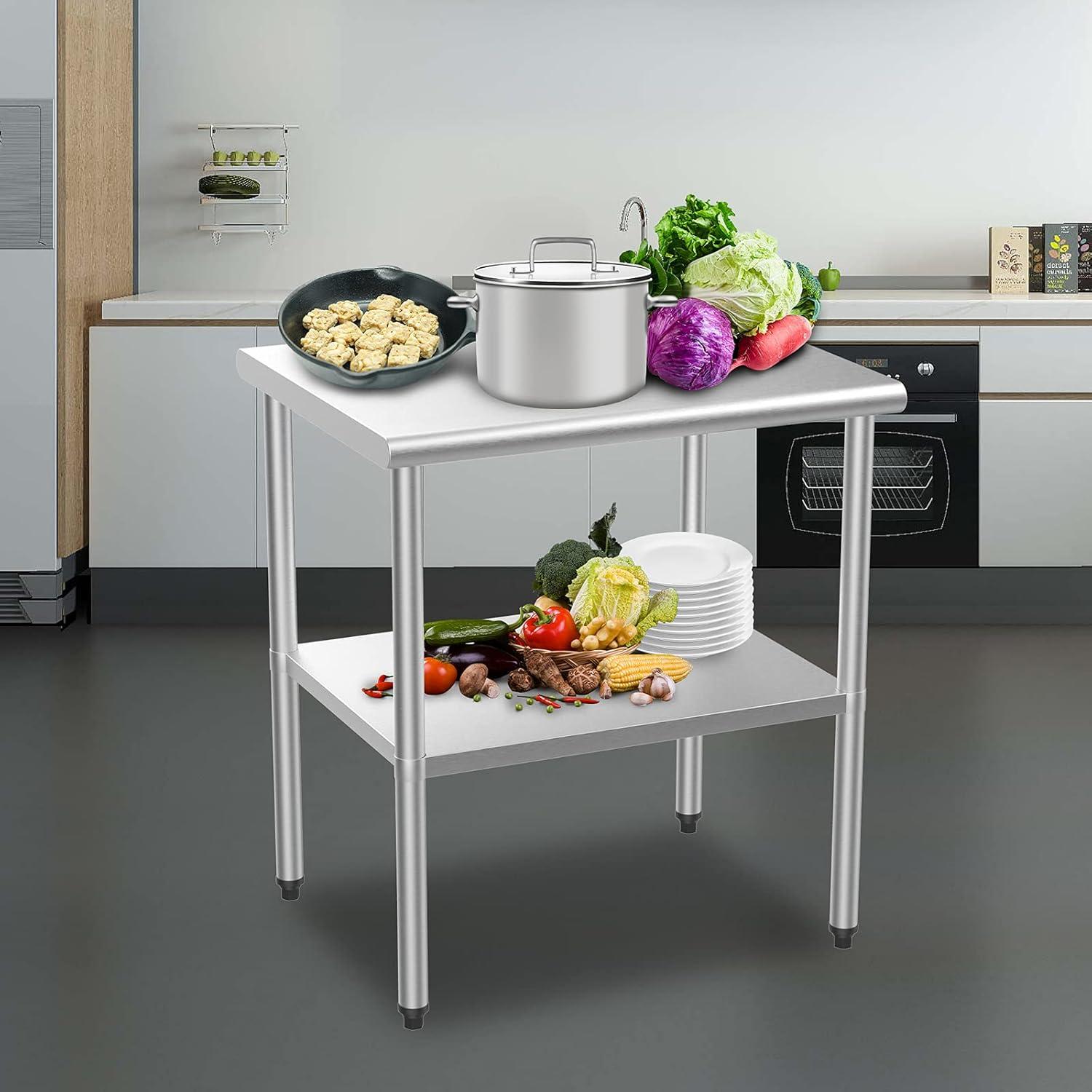 30'' x 24'' Stainless Steel Kitchen Work Table with Adjustable Undershelf